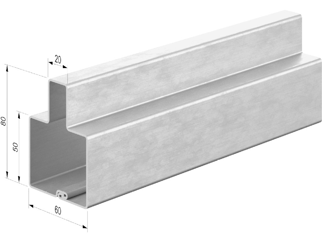 Профиль для ворот универсальный стальной неокрашенный Т-образный