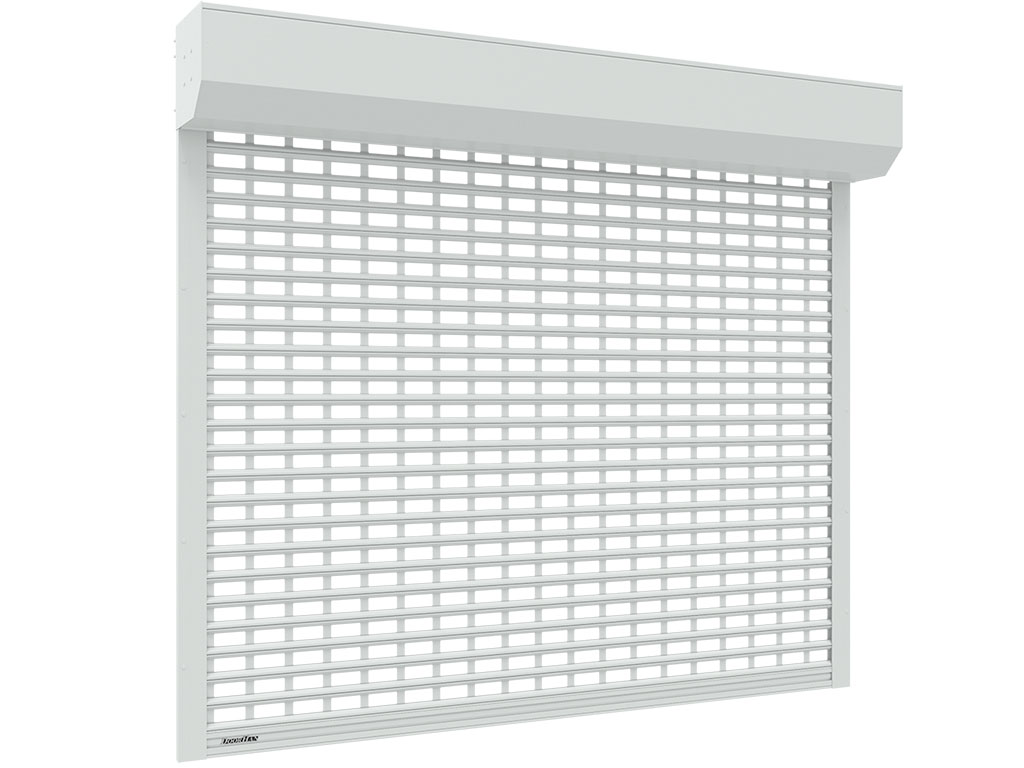 Рольворота из решетчатого экструдированного профиля RHE78G с прозрачными вставками