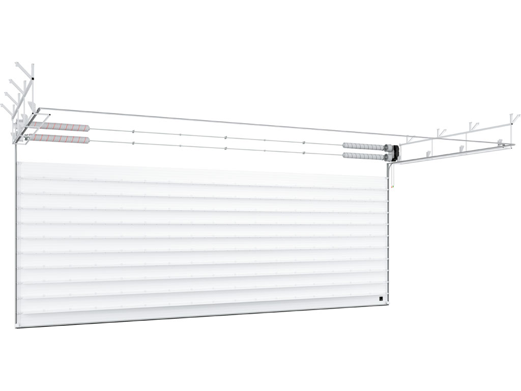 Промышленные секционные ворота из алюминиевых сэндвич-панелей с торсионным механизмом ISD03ALU