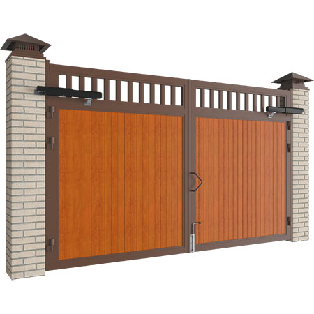 Распашные ворота в алюминиевой раме с заполнением сэндвич-панелями SWG-A