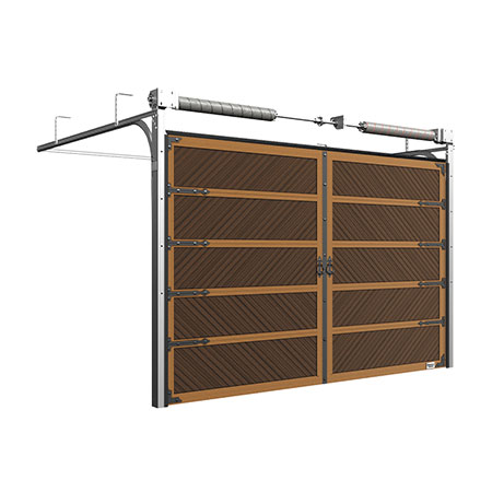 Гаражные секционные ворота из стальных сэндвич-панелей с торсионным механизмом RSD02 Premium